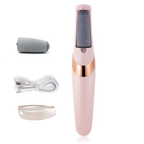 Electric Foot File, Rechargeable Callus Remover with 2 Roller Heads, Dual Speed, Pink