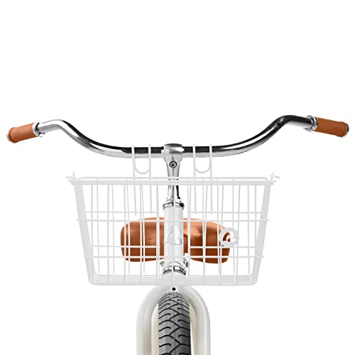Retrospec Apollo-Lite Lift-Off Bike Basket - Detachable Steel Handlebar Basket with Carrying Handle for Commuting, Shopping & Beach Trips - 14.5in x 9.5in Weather-Resistant Biking Gear - color: White