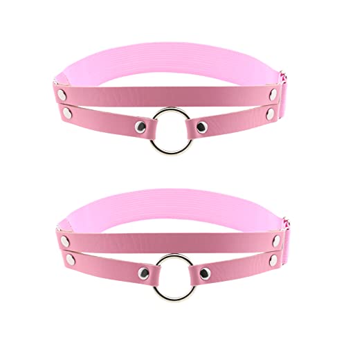 Adjustable O-ring Leg Garter, Elastic Thigh Garters Belt for Women, 1 Pair - color: Pink