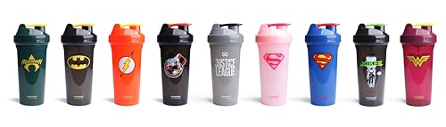 SmartShake Lite Justice League Superman Protein Shaker Bottle 800ml – BPA Free Leakproof Gym Protein Shakes Bottle for Protein Powder DC Comics Blue Water Bottle Superman Gifts - style: Superman