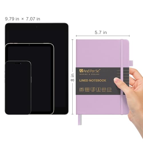 &And Per Se Lined Notebooks 3-Pack Gift Set, A5 Hardcover Journals, 160 Pages 100gsm Thick Paper, 3 Assorted Colors (Cyan, Purple & Light Green) - color: Cyan,Purple&Light Green, style: 3 Pack-Lined