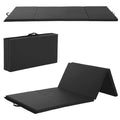 Gymnastics Mat - Tumbling & Exercise - 4 Folding - Indoor/Outdoor - Extra Thick - High Density - Yoga & Arts - color: BLACK
