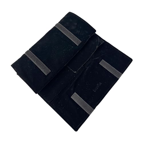 UnionPlus Velvet Travel Jewelry Roll Bag Organizer for Necklace, Elastic Band and Anti-winding, Black - color: Black, size: Medium