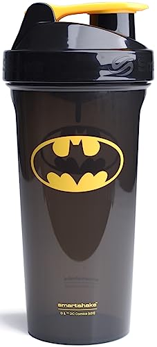 Smartshake Lite Justice League Protein Shaker Bottle 800ml – DC Comics Water Bottle, Leakproof BPA Free Gym Shaker Bottle for Protein Shakes And Protein Powder - Batman Logo - style: Batman