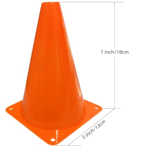 12Pcs Plastic Traffic Cones Mini Sport Cones for Basketball Football Drills, Indoor Outdoor Games Activity Festive Events - 7 Inch Orange Plastic Cones - color: orange
