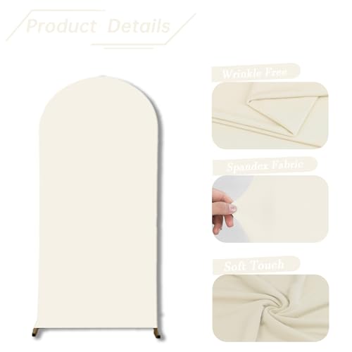 bricia Wedding Arch Backdrop Stand Cover, 7.2FT Double Sided Stretchy Arch Cover Fitted Wedding Birthday Party Banquet Decoration (Beige 86.4''Lx48''W) - color: Beige, size: 7.2FT