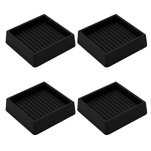 2.5X2.5 Square Rubber Caster Cups, Non Slip Furniture Pads - 4 Pack | Anti-Slip Furniture Gripper, Anti Skid Furnitures Feet, Anti Slide Floor Protector for Bed Couch Stoppers, Black - size: 2.5" x 2.5"-Black
