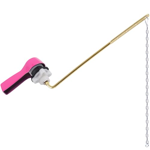 Hibbent Universal Metal Front Mount Toilet Handle Replacement Kit, Pink | Toilet Bowl Flush Handle with Solid Brass Toilet Flush Tank Lever, Stainless Steel Flapper Chains for Most Toilet Tanks - color: Pink, style: Upgraded Front Mount