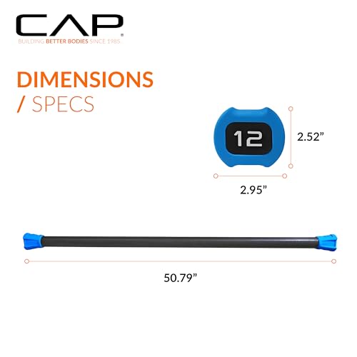 CAP Barbell Weighted Workout Bar | 5-20 lb | Multiple Options - style: 12 LB, Blue