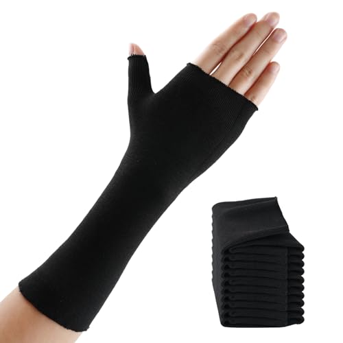 Hand Socks for Splint(Pack of 10), Tubular Stockinette Tubing for Arm,Elastic Arm Cast Cover Cotton Sleeve for Under Cast Wrap,Wrist Brace Liner, Gauze Sleeve for Men and Women (Large,Firm Version) - color: Black, size: L