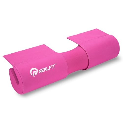 NEALFIT Barbell Squat Pad with Thick Nylon Padding, Hip Thrust Pad for Squats, Lunges, Neck Shoulder Squat Pad for Olympic or Standard Bars - color: Pink