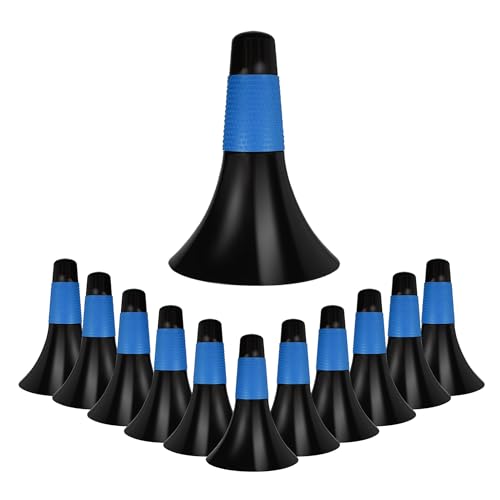12 Pcs Sports Training Cones 9 Inch Agility Plastic Skating Marker Cones with Carry Bag for Kids Football Basketball Practice - color: Blue