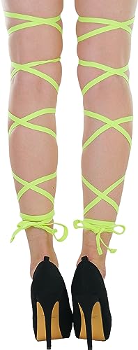 ToBeInStyle Women's Leg Wraps Ravewear Dancewear Elastic Straps Party Garter Music Festivals Costume Accessory Thigh High - color: Elastic Garter Wrap - Neon Green, size: One Size