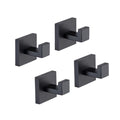 TASTOS Bath Towel Hooks Matte Black, 4 Pack Stainless Steel Robe Coat and Clothes Hook, Heavy Duty Wall Hook for Bathroom & Kitchen, Modern Square Style Wall Mounted - color: Matte Black, size: Square (4 Pack)