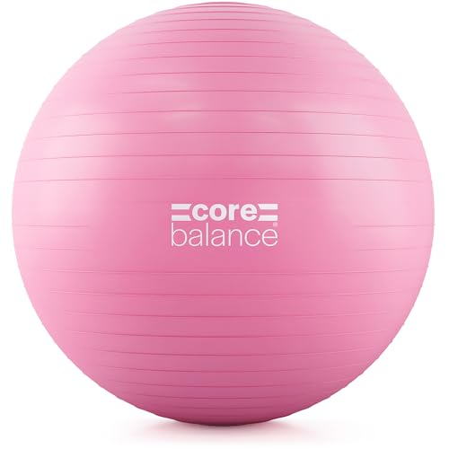 Core Balance Exercise Ball, Stability Ball for Yoga, Pilates and Fitness, Gym Ball for Home Gym and Office Chair, Training, Physical Therapy, Anti Burst, Pump Included, 55cm 65cm 75cm 85cm - color: Pink, size: XL (27–30in | 68–75cm)