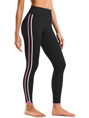 Aoysky Womens Buttery Soft Workout Leggings 25" Side Stripes High Waisted Full Length Yoga Leggings - color: Black, size: Small