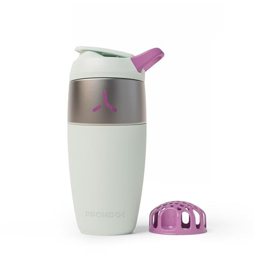 Promixx Pursuit Stainless Steel Shaker Bottle - 26oz Lightweight Metal Protein Mixer with Snap-Fit Agitator for Smooth Shakes - Leak-Proof Gym Shaker Cup for Fitness & Travel - Seagrass Green - color: Seagrass Green, style: 26oz