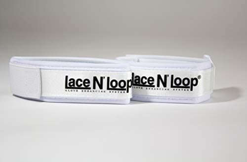 Lace N Loop Straps (Pair) - Lace-Up Boxing Glove Converter - color: White (Black Logo)