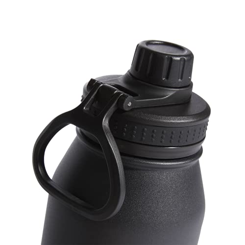 adidas Stainless Steel Metal Water Bottle 34 oz (1L) Screw Cap - color: Black/Silver Metallic