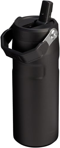 Stanley IceFlow Flip Straw 2.0 Water Bottle 16 OZ | Built-In Straw with Larger Opening | Lightweight & Leak-Resistant | Insulated Stainless Steel | BPA-Free | Black 2.0 - color: Black, size: 16 Ounces