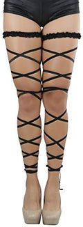 ToBeInStyle Women's Leg Wraps Ravewear Dancewear Elastic Straps Party Garter Music Festivals Costume Accessory Thigh High - color: Garter Wrap - Black, size: One Size