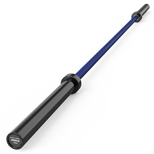 HANDBODE 7 FT Olympic Barbell 45 LB, 2-Inch Standard Weight Bar, 1000 LB | Needle Bearings, Knurled Grip, Hard Chrome Coating, Powerlifting, Bench Press, Deadlift, Squat, Hip Thrusts And Cleans - color: Blue