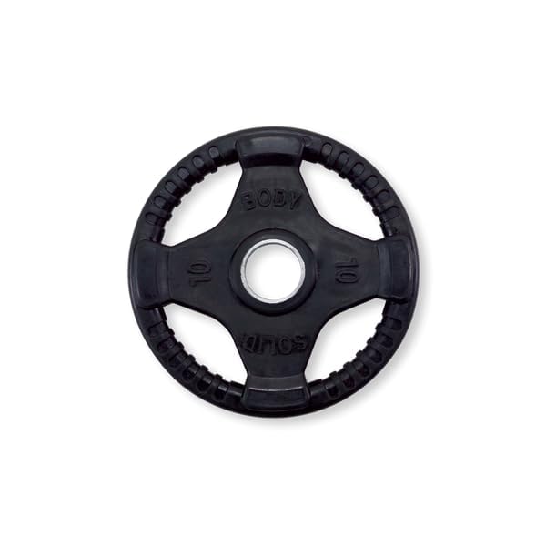Body-Solid Rubber Coated Olympic Weight Plate (1), with Anti-Slip Grip - Perfect for Strength Training, Home Gym, and Barbell Workouts - style: 10lbs.