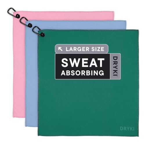 DRYKI Pocket-Sized Sweat Towels - The Original Sweat Absorbing Handkerchiefs - Quick-Dry Microfiber Sweat Rags for Face, Hands, & Body - Men & Women - Gym and Work (Spring: Large Size, 3 Pack) - color: Spring