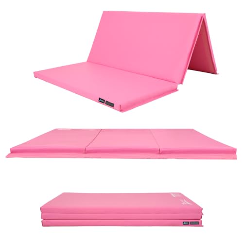 Z Athletic Folding Mat for Gymnastics, Tumbling, Cheerleading, and More, 4 Ft x 6 Ft x 2 In - color: Pink