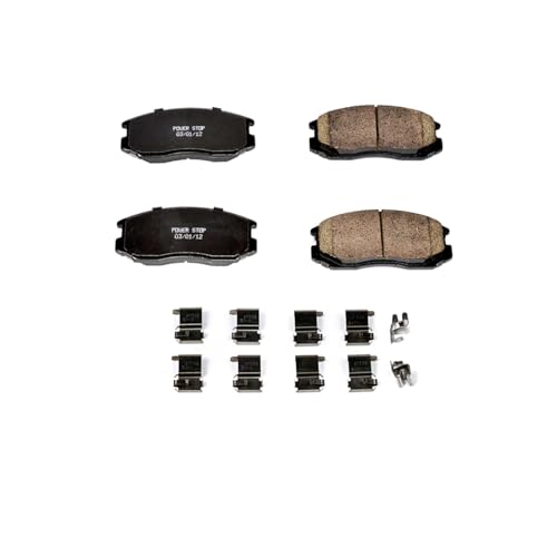 PowerStop Front Brake Pads for Eagle Summit 1991-96 |Mitsubishi Mirage 1990-00 |Plymouth Colt 1991-94 - Z17 Ceramic Brake Pads with Installation Hardware, 17-602 - style: 17-602