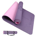 YOGATI® Yoga Mat with Strap with Alignment Lines. Home Workout Mat for Women, Men and Kids. Thick Non Slip Yoga Mat for Pilates and Fitness. Brown, Pink and Purple Yoga Mats - color: Purple