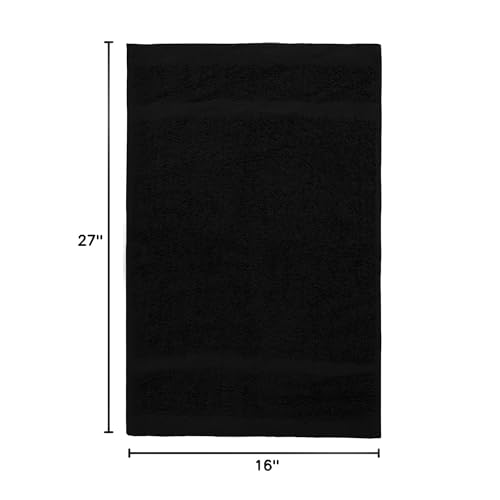 Avalon Towels Salon Towel - Black Hand Towels Bulk Pack of 24 - 100% Cotton Absorbent Spa, Facial & Gym Towel for Working Out - 16x27 Inches (Not Bleach Proof) - color: Black