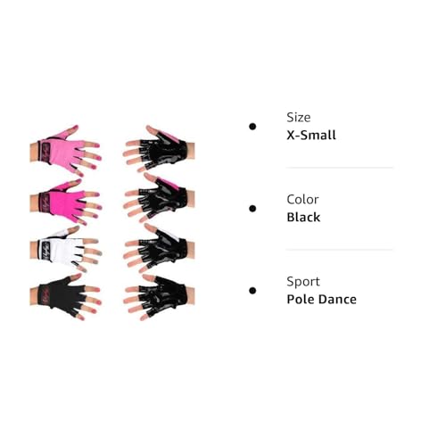 Mighty Grip Pole Dancing Gloves with Tack Strips for Gripping The Pole (1 Pair) - color: Black, size: X-Small