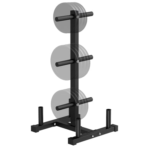 FAHKNS 660LB Olympic Weight Plate Rack, Heavy Duty Weight Tree Holder | Wide Reinforced Base, Space Saving Design, Vertical Barbell Storage, Perfect for Home Gym Plates