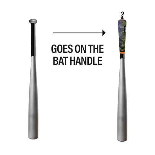 Handle Cover - Baseball Bat Cover Sleeve Protects Vehicle & Bat Grip - Batting Gloves & Helmet Companion with Zippered Hook - Softball Accessory - color: Camo