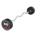 Rubber Coated Fixed Barbell, Pre-Loaded Weights EZ Curl Solid Steel Barbells, Weighted Bar for Weightlifting Exercise, Bodybuilding, Strength Training, Squat Rack & Bench Press - style: 60LB