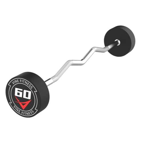 Rubber Coated Fixed Barbell, Pre-Loaded Weights EZ Curl Solid Steel Barbells, Weighted Bar for Weightlifting Exercise, Bodybuilding, Strength Training, Squat Rack & Bench Press - style: 60LB