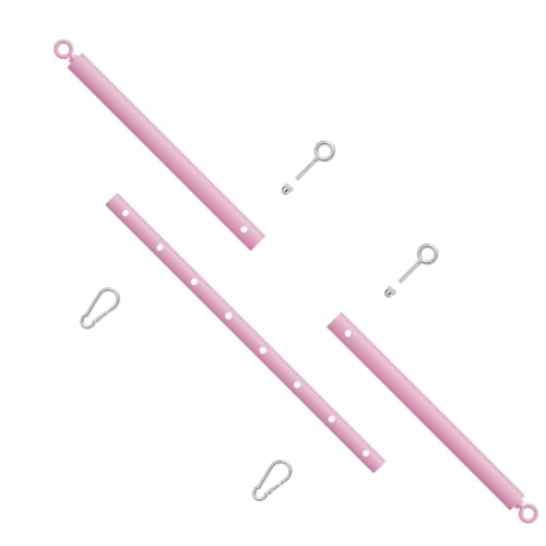 Spreader Bar Heavy Duty Stainless Steel Expandable Bar Home Gym with 4pcs Furry Crocodile Adjustable Strap,Sports Aid Training Pilates Aid Kit,Indoor Yoga Set - style: Pink+Pink Kit