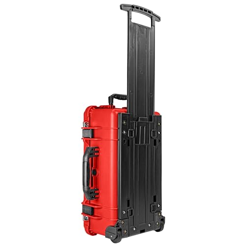 Eylar 22" Carry-On Roller Hard Case With Ragar Reconfigurable & Reusable XP Crosslink Foam, Waterproof, Shockproof For Equipment, Drones And Cameras, TSA Standard (2 Ragar Layers) (Red) - color: Red