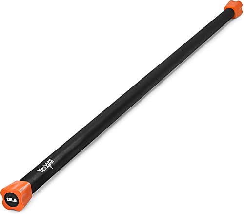Yes4All Total Body Workout Weighted Bar, Resistance Band Bar, Racks for Strength Training, Exercise Bar for Yoga in Home and Gym - Single/Combo - color: Color-Coded, style: 25lbs Weighted Workout Bar