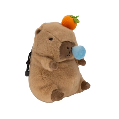 Rock Climbing Chalk Bag – Cute Plush Chalk Bag for Bouldering, Gym, Indoor & Outdoor Climbing – Drawstring Closure, Adjustable Waist Belt – Fun Character Design for Climbers - color: Capybara orange