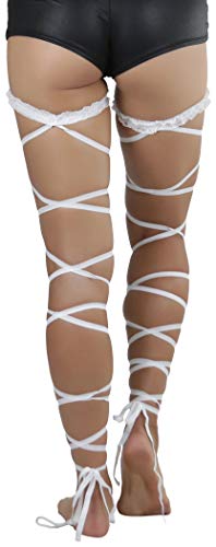 ToBeInStyle Women's Leg Wraps Ravewear Dancewear Elastic Straps Party Garter Music Festivals Costume Accessory Thigh High - color: Garter Wrap - White, size: One Size