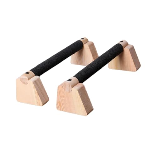 Qianly 2 Pieces Push Up Bar Wooden Parallettes Bar for Men Women Portable Sturdy Structure Push Up Stand for Exercise Floor Workout, 30CM