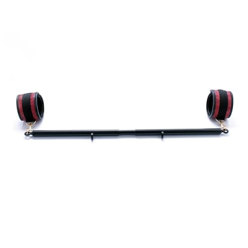 Spreader Bar Heavy Duty Expandable Exercise with 2 pcs Adjustable Strap, Yoga Training Fitness Gear, Workout Bar,Sports Gym Kit - style: Black+Red Embossed Kit
