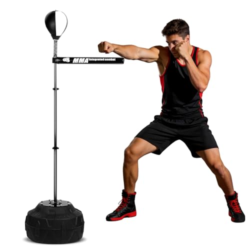 360° Spinning Speed Punching Bag - Adjustable Free-Standing Boxing Trainer for Home Gym, Adults, Boost Reflexes, Endurance & Coordination