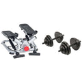 Sunny Health & Fitness Advanced Twist Stepper Machine with Resistance Bands - SF-S0979 + Exercise Vinyl 18 KG Dumbbell Set Hand Weights for Strength Training - NO.087