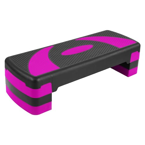 BalanceFrom Aerobic Step Platform Trainer with Adjustable 3-Level Risers, 400 Pound Weight Capacity – Non-Slip Exercise Stepper for Cardio, Strength, and Fitness Workouts, 31", Multiple Colors - color: Pink
