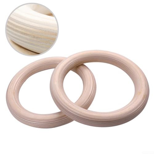 19/25mm Wood Gymnastics Rings 2Pcs For Adult Fitness Calisthenics Strength Training Equipment For Enhanced Workout Control, Solid Birch Wooden, Non-Slip Grip