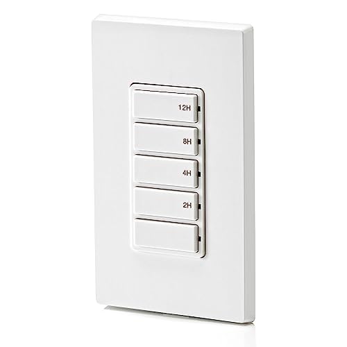 Leviton Countdown Switch for lights, attic, heaters, pool pumps, 2-4-8-12 hour, Neutral Wire Required, 20A, 1 HP/16A Fan/Motor, Single Pole, Multi-Way or Multi-Timer, DT212-1LW, White - style: 2-4-8-12 hour, Neutral Wire Required