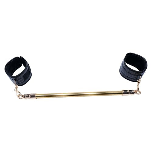 Spreader Bar Stainless Steel Vintage Black Bar with 2pcs Adjustable Straps,Sports Aid Training Fitness Gear Pilates Aid Kit, Home Restore Pilates Indoor Yoga Set - style: Fixed Gold+Black Crocodile Kit